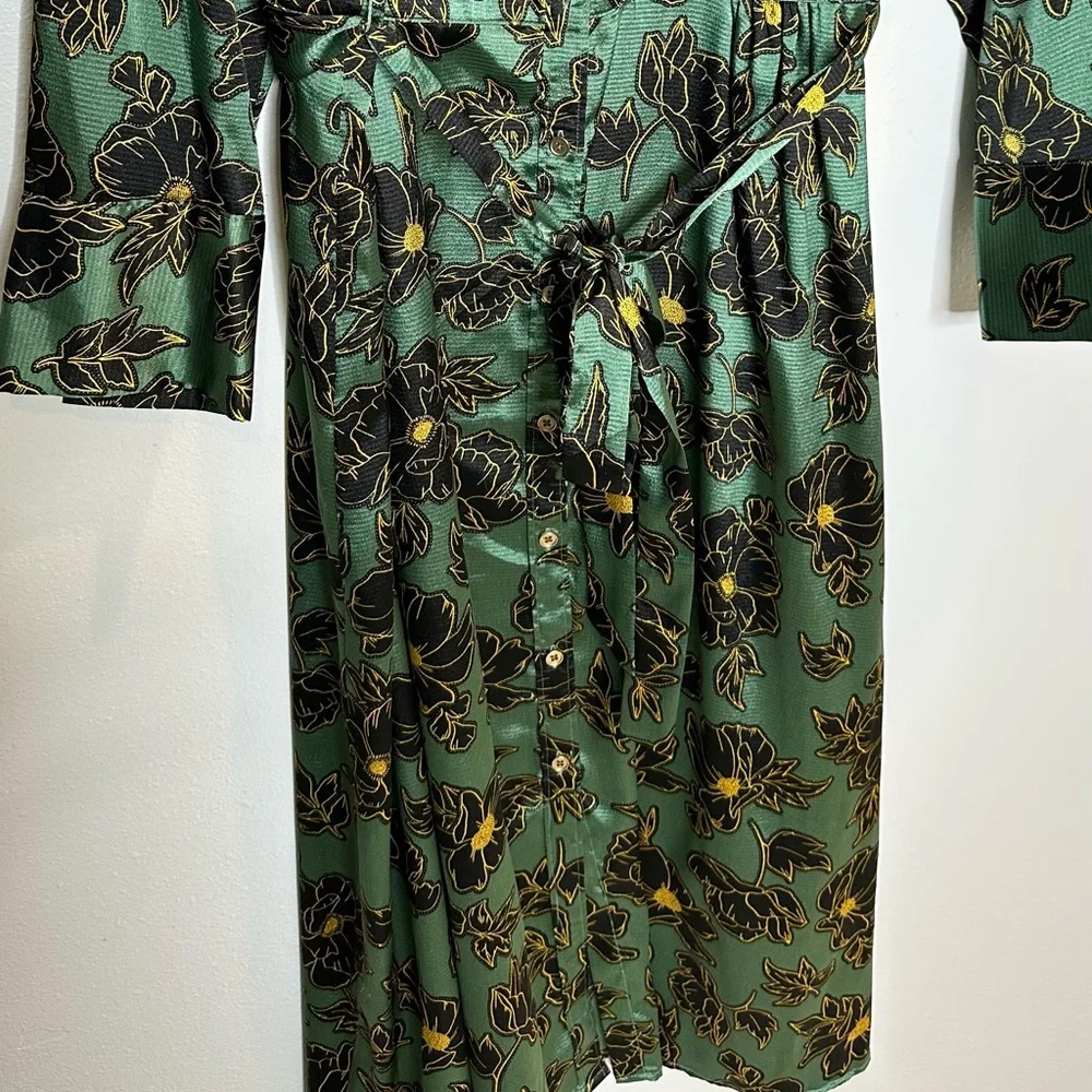 Who What Wear Green Floral Shirt Dress - Picture 2 of 9